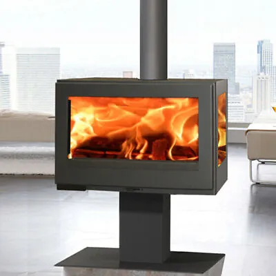 Wood Burning Multi-fuel Stove Harmony Tri Vision 3 Sided Contemporary Stove • £1379.99