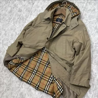 90's Vintage Old Burberry Light Down Soutien Collar Coat Beige Men Size L Used • $108.30