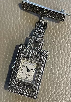 Bernex Marcasite And Silver Ladies Fob Watch • $255