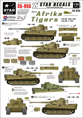 Star Decals 35-955  Afrika Tigers 2. Initial Production Tiger I Scale 1/35 • £8.99