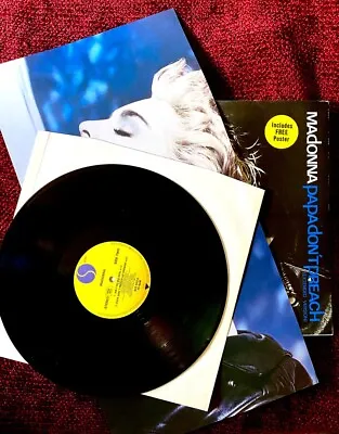 Madonna Papa Dont Preach Yellow Sticker True Blue Promo Poster Vinyl Lot 12  Lp • $45