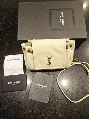 YSL Saint Laurent Nolita Leather Bag Authentic Blanc Crossbody Handbag Women Bra • $998