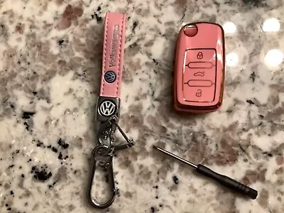 VW Logo Pink Keychain And Key Fob Holder (Volkswagen) • $14.95