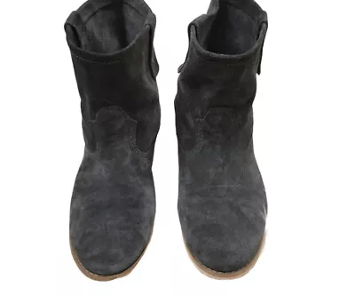 Ecote Shoes Womens Suede Ankle Booties Boots Round Toe Stacked Heel Gray 8.5 • $22.95