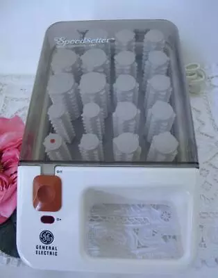 Vintage SpeedSetter Mist Or Dry Hot Roller Set 20 Curlers + Clips GE F1-HCD-7 • $34.99