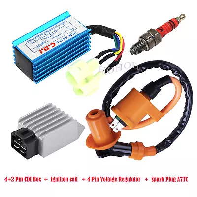 Racing CDI Ignition Coil Regulator Spark Plug GY6 50cc - 150cc Scooter Moped ATV • $35.99