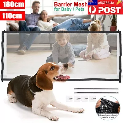 Retractable Pet Dog Gate Safety Barrier Guard Folding Baby Toddler Stair Gate • $12.34