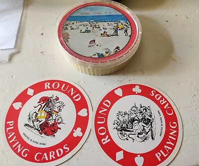 Vintage Round Playing Cards  With Case Ocean City NJ • $9.80