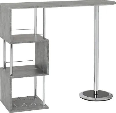£139.99 • Buy Charisma Home Drinks Cocktail Bar Table In Concrete Effect Finish And Chrome