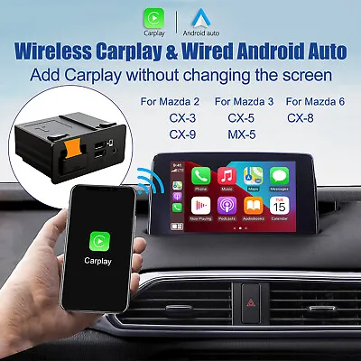 Wireless CarPlay Box Wired Android Auto Adapter Retrofit Hub For Mazda 2 3 6 CX8 • $150.39