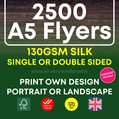 £69 • Buy 2500 A5 Flyers Leaflets Printed Full Colour 130gsm Silk - A5 Flyer Printing