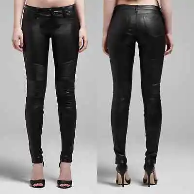 J Brand L8094 Tonya Super Skinny 100% Lamb Leather Moto Pants Sz 26 • $175