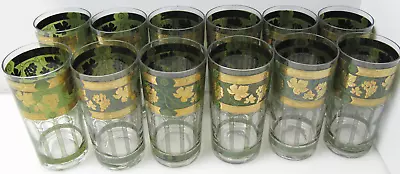 Cera High Ball Tumblers Set Of 12 22 K Gold Grapes & Leaf Glassware Vintage  • $95