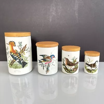 Vintage PORTMEIRION England BIRDS Of BRITAIN Set Of 4 Canisters Jars • $95