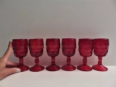 Set Of 6 Vintage Viking Ruby Red Wine/Cordials Georgian Honeycomb 5 1/4  Tall • $59.99