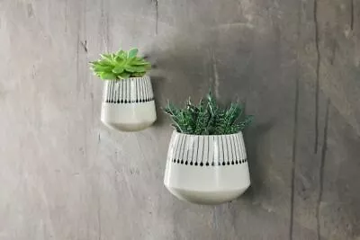 £18.50 • Buy Ceramic Wall Hung Planter, Black Matchsticks Indoor Plant Holder, Nkuku Matamba 