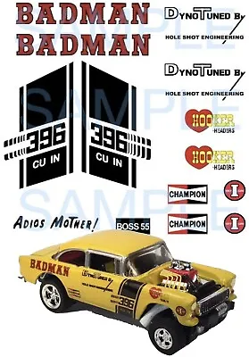 55 Chevy Gasser Badman Water Slide Decals 1:64 1:43 1:32 1:24 1:18 1:16 • $8.99