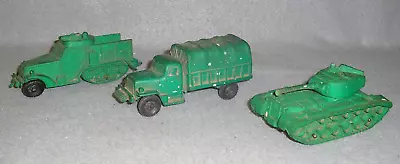 Vintage Army Toys Green Rubber Auburn Tank 650 Halftrack 652 Covered Truck 656 • $29.99