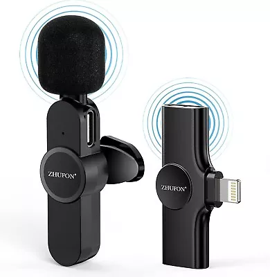 ZHUFON Plug Play Wireless Microphone Iphone Video Recording STREAMING MIC BoxRR • £12.94