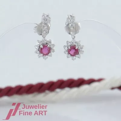 H. Stern - Earrings - Ear Plugs With 1 Ruby And 15 Diamonds Each - 18K/750 WG • $3518.97