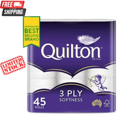 $27.99 • Buy Toilet Paper 45 Rolls Quilton 3 Ply White Soft Tissue Bulk