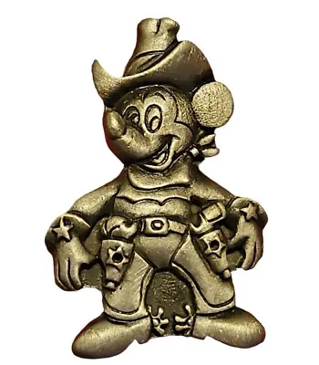 Walt Disney Productions Mickey Mouse Brooch Cowboy Pewter Pin Vintage • $20.66