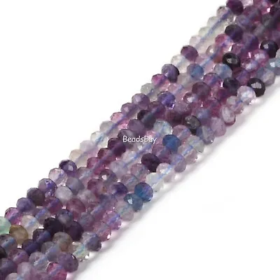 4mm Faceted Gemstone Rondelle Loose Beads Strand 15.5-16  DIY Jewelry Making • £11.39