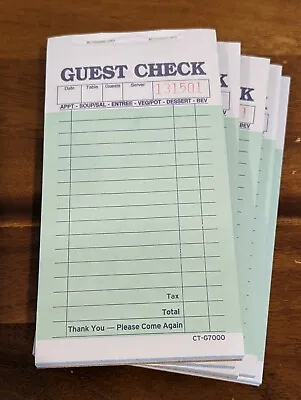 2-Part Guest Check Receipt Book Carbonless 10 Books-Free Shipping • $16.99