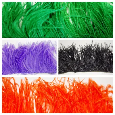 $19.99 • Buy OSTRICH FEATHER FRINGE 18 Colors To Choose, Many Lengths; Trim/Halloween/Costume