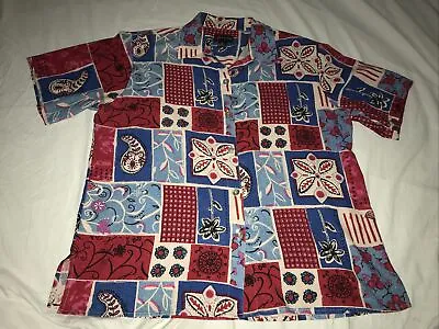 Vintage HARTMAN SPORT Multicolored Pattern Button Front Shirt Mens XL 100% SILK • $14.88