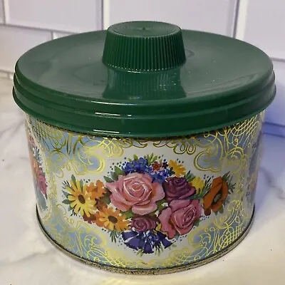 1959 Vintage Tin Can Mrs. Leland’s Golden Butter-Bits Candy With Floral Bouquet • $18.99