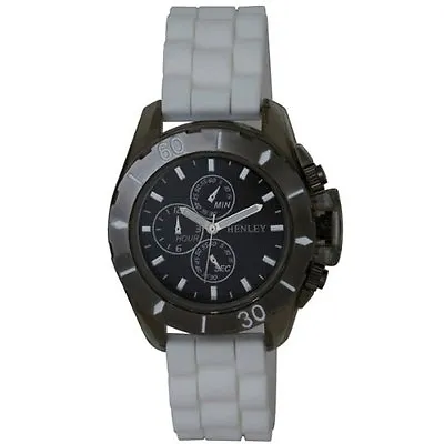Henley Men's  Quartz Watch With Black Dial Analogue Display And White Silicone  • £9.95