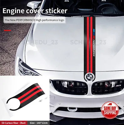 Red Carbon Fiber 5D Car Hood Sticker Stripe Decal For BMW Performance Sport • $14.99