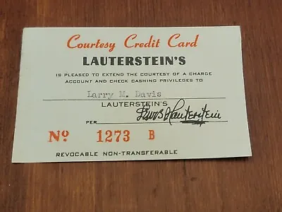 Vintage Lauterstein's Store Courtesy Credit Card Paper Card Military Supply Gear • $19.99