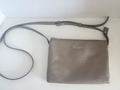 Marc Jacobs New York Pebble Square Leather Double Crossbody Bag Purse Taupe Gray • $49.95