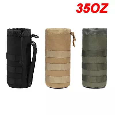 Tactical Molle Water Bottle Holder Pouch Army Hydration Carrier Bag With Strap • $9.89