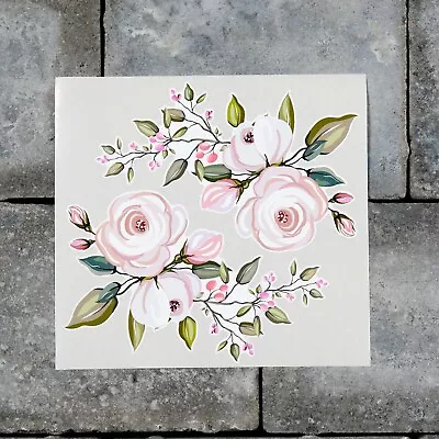 £3.99 • Buy 2 X Pink Rose Flower Vinyl Stickers Decals Wall MacBook Laptop IPad - SKU7187