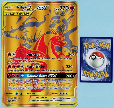 Reshiram & Charizard GX SM247 Tag Team Promo JUMBO OVERSIZED Pokemon Card • $7.99