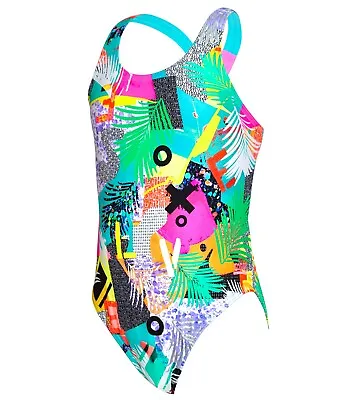 Zoggs Girls Montage Rowleeback Back Swimsuit Age 6-7 14-15 RRP £22 • £12.97