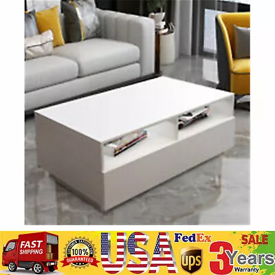 High Gloss LED Light Coffee Table Rectangular Living Room Table W/ 4 Drawers Set • $76.95