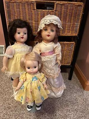 THREE Vintage Girl Doll Lot 16  Composition & HP Walker & 11  Effanbee Vinyl • $20