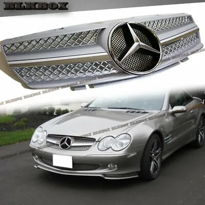 Fit BENZ 03-06 R230 SL-Convertible Front Bumper Grille SL Chrome W/ Silver Look • $199.98