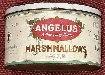Vintage Angelus Marshmallows Old Antique Advertising Marshmallow 5LBS. Tin Can • $79.99