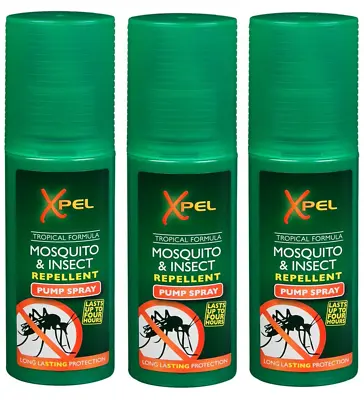 Xpel Tropical Formula Mosquito And Insect Repellent Pump Spray 70ml X 3 • £6.68