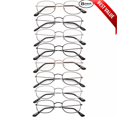 Reading Glasses 8 Pack Metal Lot Classic Reader Unisex Men Women Style Bulk Lot  • $14.95