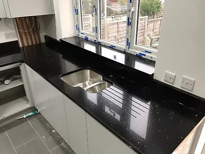 Stardust Black Sparkling Quartz Kitchen Worktop   3000mm X 620mm X20mm • £365