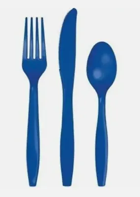 $9.99 • Buy Cobalt Blue Heavy Duty Plastic Cutlery Assortment 48 Count Disposable Silverware