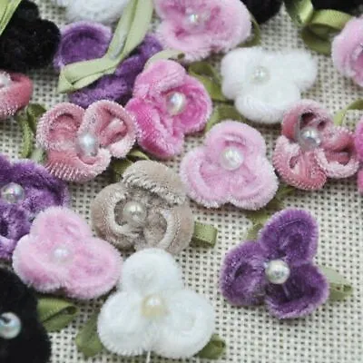 20pcs Velvet Ribbon Flower DIY Appliques Sewing Doll Gift Wrapping Accessories • $8.01