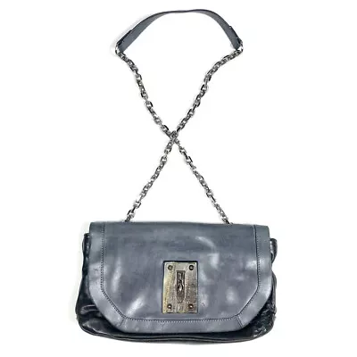 Gryson Leather Bag Two Toned Purse Crossbody Black Gray Chain Strap Designer  • $59.50