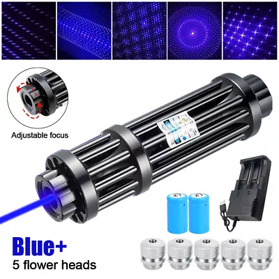 10Watt  Adjustable Blue Burning Laser Pointer Visible Dot Torch Light • $69.29